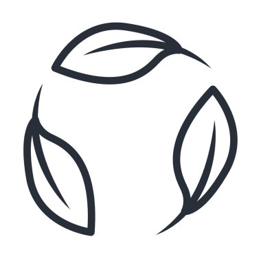 ekoloji geri dönüşüm yaprağı doğrusal simgesi izole