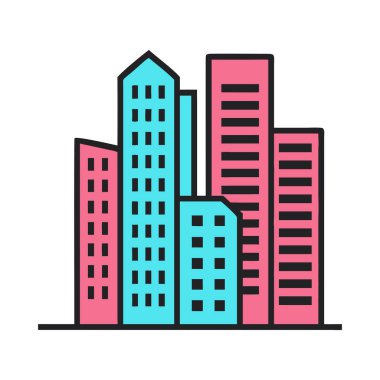 Gökdelenleri olan renkli modern şehir silueti