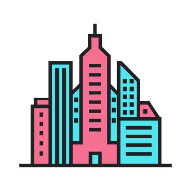 Geceleri gökdelenler ve ayın yer aldığı gökdelenler.