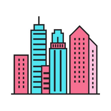 Ayrıntılı modern metropol gökdelenleri yüksek binalarla