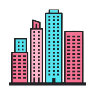 Şehir merkezindeki canlı bir ufuk çizgisi.