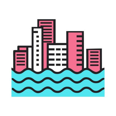 Suya yakın modern binalarla şehir silueti