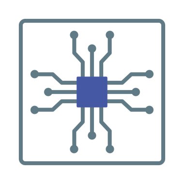 Dijital teknolojiyi sembolize eden minimalist devre kartı çizimi