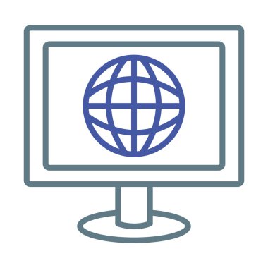 Küresel bir internet ağ bağlantısı gösteren bilgisayar monitörü