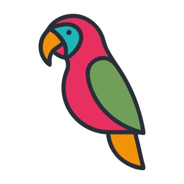 Tropikal yağmur ormanlarındaki bir dala tünemiş canlı bir papağan.