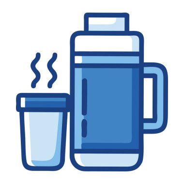 Soğuk havada içecekleri sıcak tutmak için izole edilmiş termos ve kap.