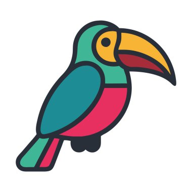 Tropikal yağmur ormanlarındaki bir dala tünemiş renkli tukan