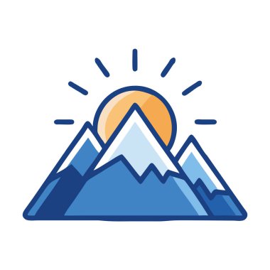 Güzel kış gündoğumu karlı dağların tepelerinde parlıyor