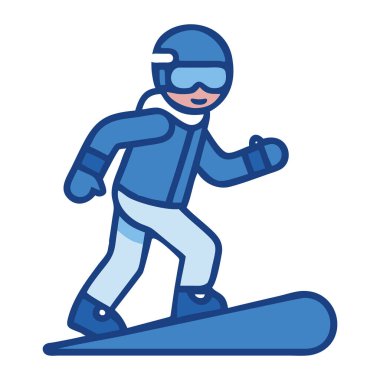 Karlı bir yamaçta usta bir snowboardcu numaralar yapıyor.