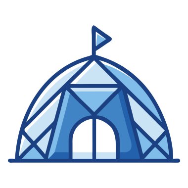 Soğuk hava maceraları için kurulmuş sıcak kış kamp çadırı.