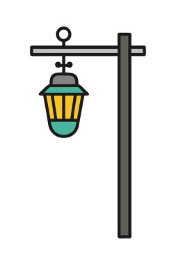 Modern şehir sokak lambası direği tek bir asılı fener ile