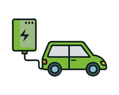 Güneş enerjili şarj istasyonu kullanan yeşil enerji elektrikli araba.