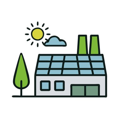 Sürdürülebilirlik için güneş enerjisi kullanan çevre dostu sanayi fabrikası