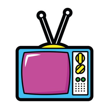 Komik yıldırım efektli klasik bir televizyon.