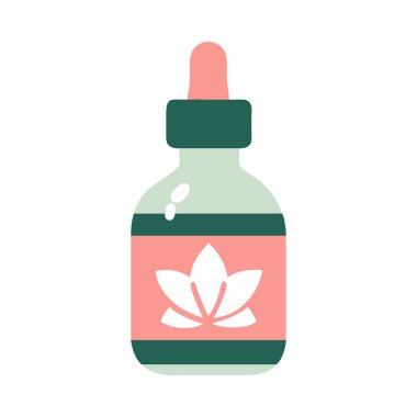 Doğal yaprak etiketli damla şişesi izole edilmiş vektör illüstrasyonu