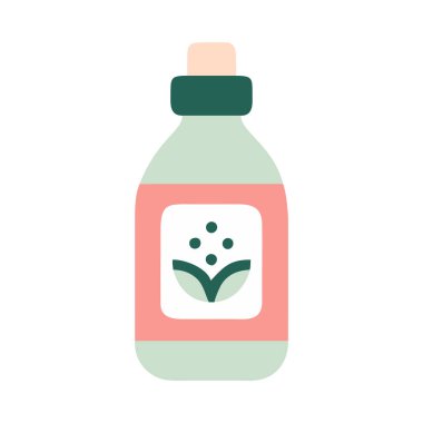 Bitkisel infüzyon izole vektör illüstrasyonlu cam tonik şişesi