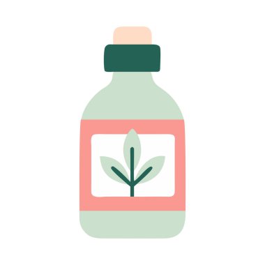 İçinde bitkisel aşılanmış yağ izole edilmiş vektör çizimi olan cam şişe.