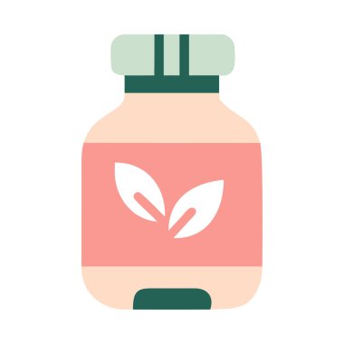 Yaprak etiketli organik bitkisel losyon şişesi izole edilmiş vektör çizimi