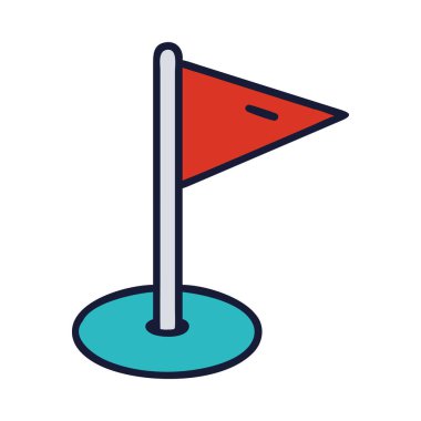 Profesyonel ve eğlence amaçlı bayrağı olan klasik golf deliği.