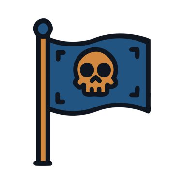 Jolly Roger korsan bayrağı izole vektör illüstrasyonunu sallıyor