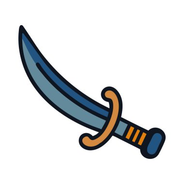 Eğri bıçaklı klasik korsan kılıcı izole edilmiş vektör çizimi