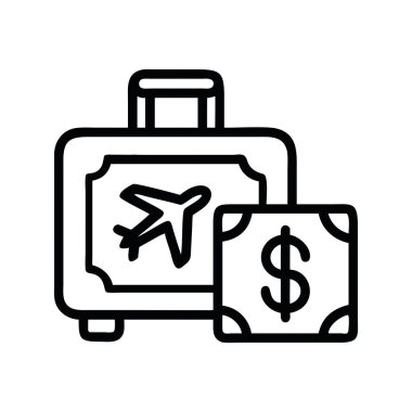 İçinde para olan bavul ve turizm bileti.