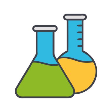 Biyoloji illüstrasyonunda bir çift laboratuvar şişesi simgesi