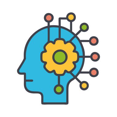 Biyoloji illüstrasyonuna bir baş ve nöron simgesi