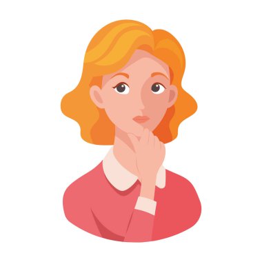 Düşünceli bir ifadeyle düşünen bir kadın.