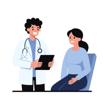 Doktor bir hastaya sağlık kontrolü yapıyor.