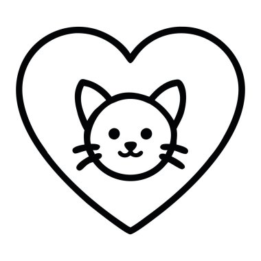 Kedi sevgisi ve kurtarışı olan bir kalp ikonu