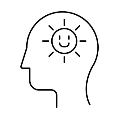 Güneş ışığı simgesi ile mutlu beyin