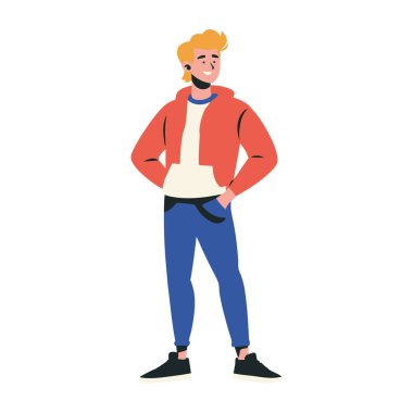 Rahat ceketli, kendine güvenen biri.