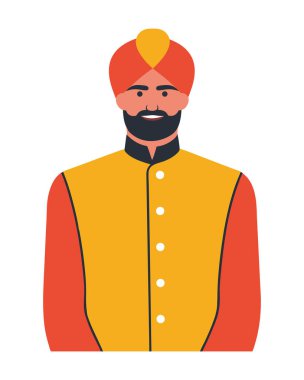 Sarı elbiseli ve türbanlı Hintli damat