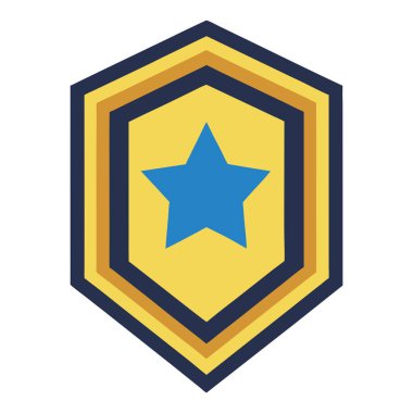 Polis logosu rozeti ve altın yıldızlı kanun koruması