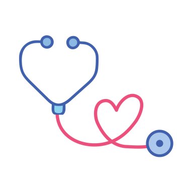 Kalp doktorunun kalp atışı steteskop tıbbi izleme ikon tedavisi teşhisi