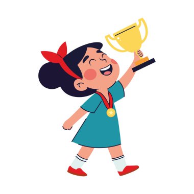 En iyi öğrenci kız ödül kaldırıyor.