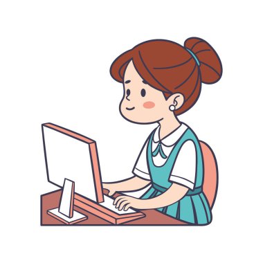 Bilgisayarda çalışan öğrenci.