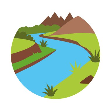 Dağların arasından akan nehir kıyısı