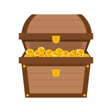 Eski Hazine Sandığı Dolu Para Zengin İstifçi Vektör Zenginlik ve Mevduat Sembolü