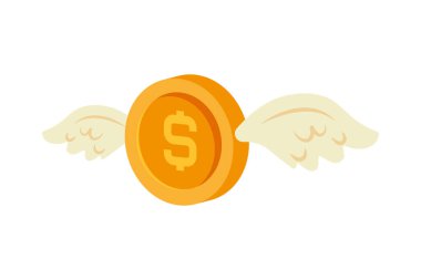 Para Uçan Altın Sikke İkiz Para Birimi Harcama ve Finans Vektör Sembolü