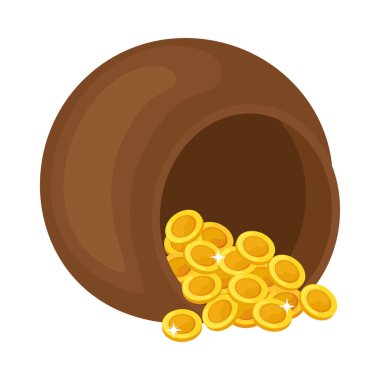 Old Money Clay Ot Para Döküyor Antika Para Birimi Simgesi Vintage Finans İllüstrasyonu
