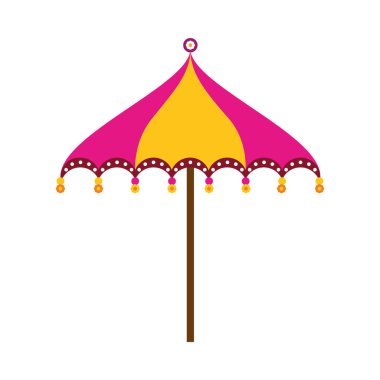 Hint Düğünü Haldi Pembe Şemsiye Dekoratif Çiçek Çiçek Vekili Geleneksel Kültürel Tören Süslemesi