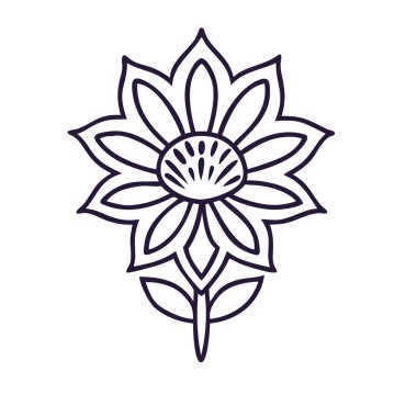 Hint Çiçeği Botanik Çiçeği Taç Yaprağı Kutsal Çizgisi Simge Vektörü Mandala Kültür Simetri Motifi Tasarımı