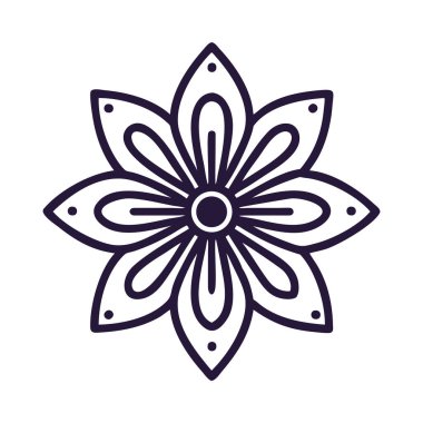 Hint Çiçeği Geometrik Mandala Petal Süslemesi Simetrik Çizgi Sanat Vektörü Lotus Çiçek Kültürü Kutsallığı
