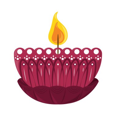 Hint Işıkları Pembe Lotus Diya Alevli Lamba Festivali Geleneksel Işık Vektörü Kutsal Mum Çiçek Dekorasyonu