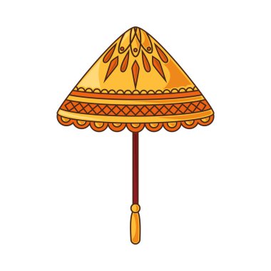 Hint Şemsiyesi Altın desenli Geleneksel Şemsiye Festivali Töreni Süs Vektörü Kutsal Gölge Kültürel Dekoratif