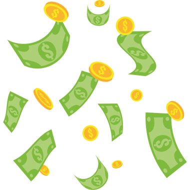 Para Arkaplanı Karışık Dolarlar Zenginlik Nakit Şablonu Dağılım Vektörü Yeşil Banknotlar Altın Zengini Finansal Tasarım