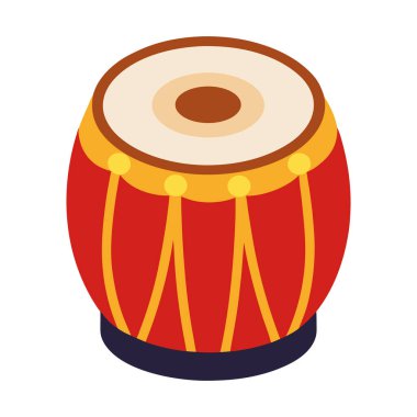 Hint Tablası Davulu Kırmızı Perküsyon Geleneksel Müzik Enstrümanı Tahta Vuruş Vektörü Etnik Ses Kültürel Titreşimleri