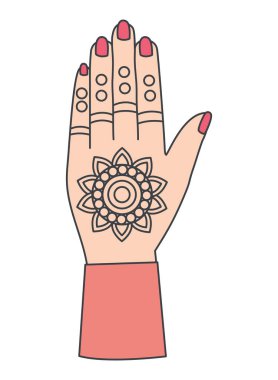 Hint Düğün Elleri Palm View Mehndi Çiçek Süslemesi Geleneksel Tasarım Vekil Gelin Kültür Sanatı Ayini Ayini